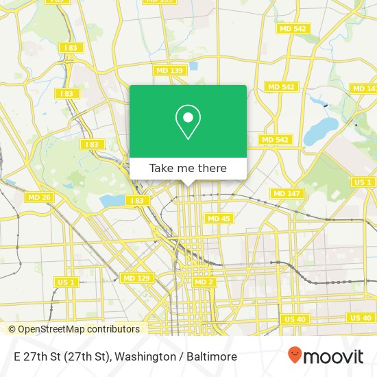 Mapa de E 27th St (27th St), Baltimore (WAVERLY), MD 21218