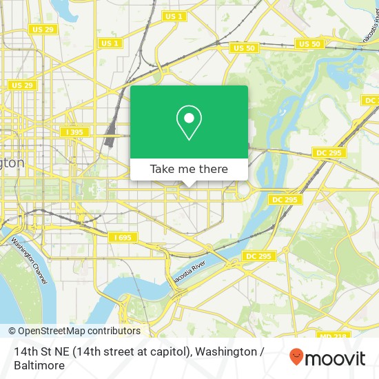 Mapa de 14th St NE (14th street at capitol), Washington, DC 20003