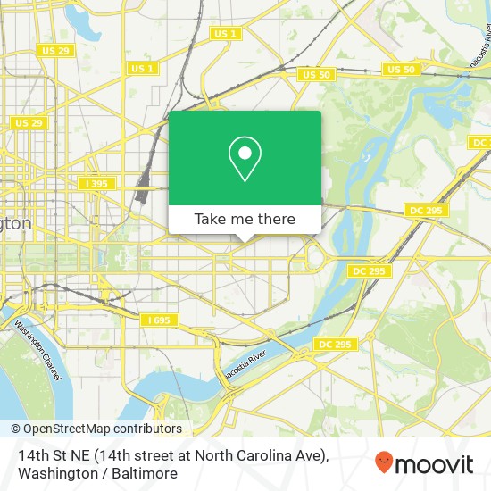 Mapa de 14th St NE (14th street at North Carolina Ave), Washington, DC 20002