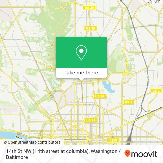 Mapa de 14th St NW (14th street at columbia), Washington, DC 20009
