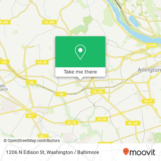 Mapa de 1206 N Edison St, Arlington, VA 22205