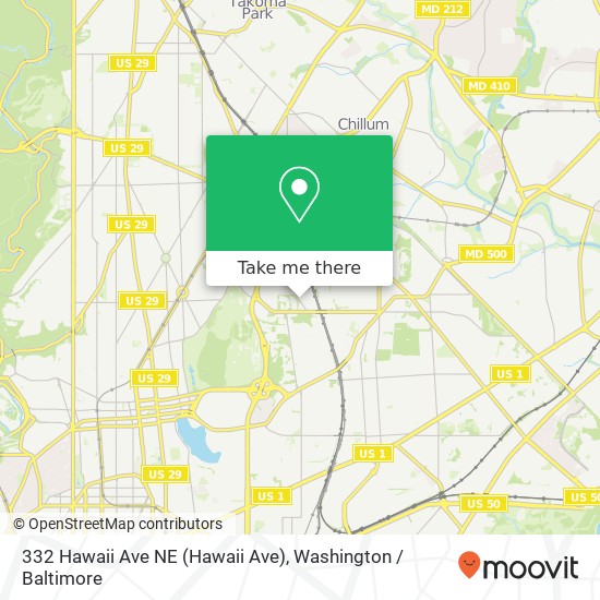 Mapa de 332 Hawaii Ave NE (Hawaii Ave), Washington, DC 20011