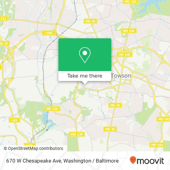 Mapa de 670 W Chesapeake Ave, Towson, MD 21204