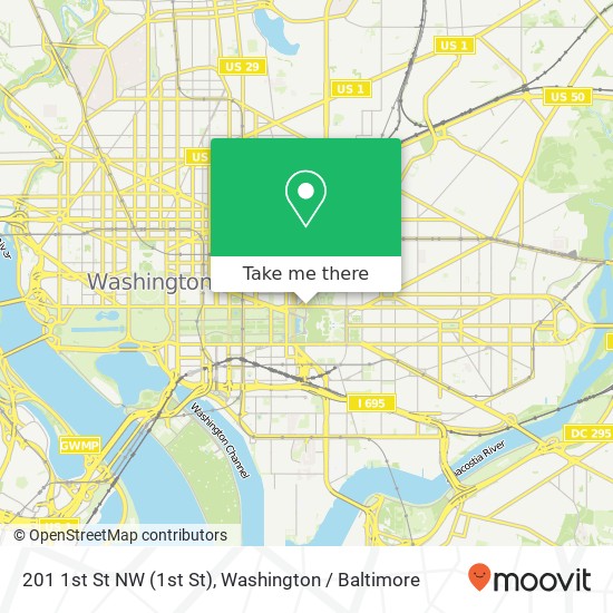 Mapa de 201 1st St NW (1st St), Washington, DC 20001