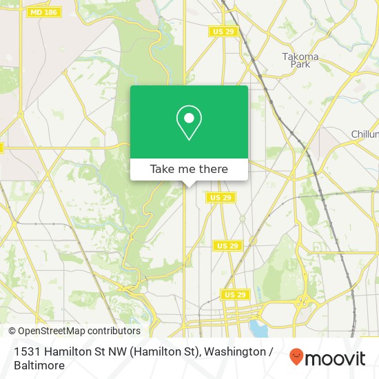Mapa de 1531 Hamilton St NW (Hamilton St), Washington, DC 20011
