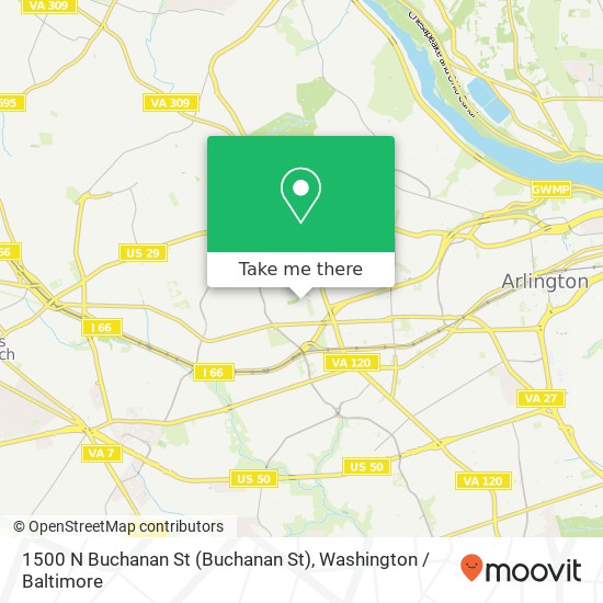 Mapa de 1500 N Buchanan St (Buchanan St), Arlington (ARLINGTON), VA 22205