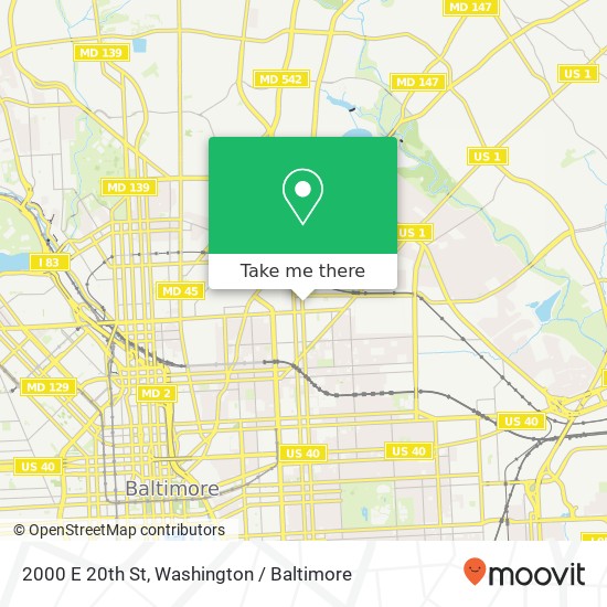 Mapa de 2000 E 20th St, Baltimore, MD 21213