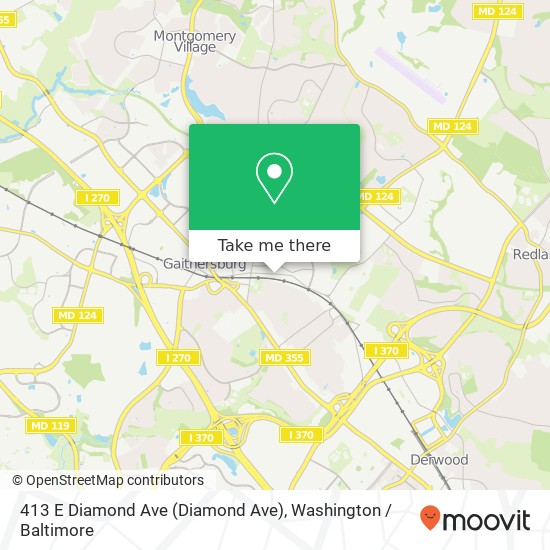 Mapa de 413 E Diamond Ave (Diamond Ave), Gaithersburg, MD 20877
