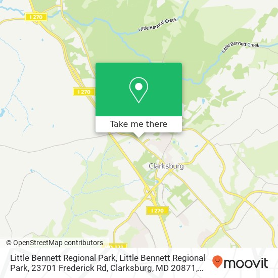 Mapa de Little Bennett Regional Park, Little Bennett Regional Park, 23701 Frederick Rd, Clarksburg, MD 20871, USA