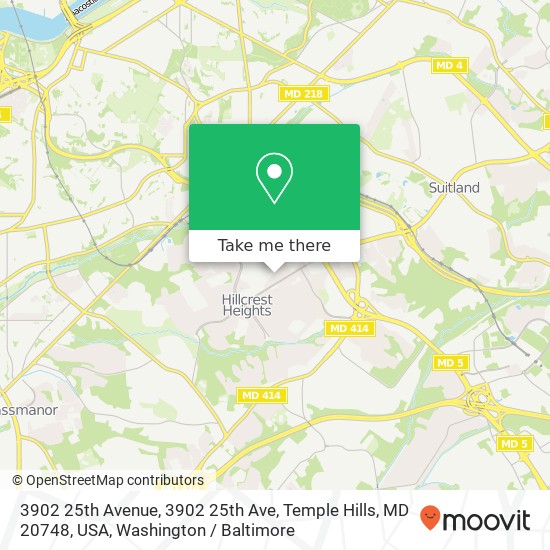 Mapa de 3902 25th Avenue, 3902 25th Ave, Temple Hills, MD 20748, USA