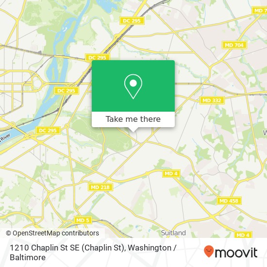 Mapa de 1210 Chaplin St SE (Chaplin St), Washington, DC 20019