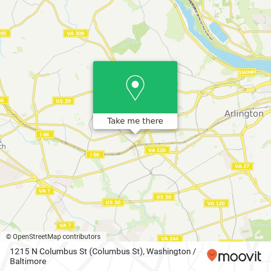 Mapa de 1215 N Columbus St (Columbus St), Arlington, VA 22205