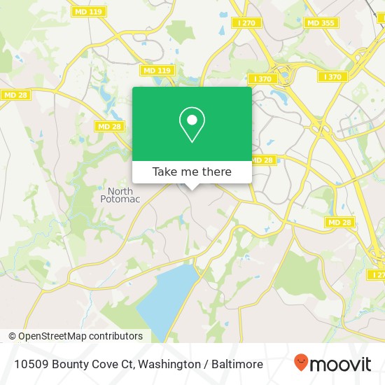 Mapa de 10509 Bounty Cove Ct, Gaithersburg (NORTH POTOMAC), MD 20878