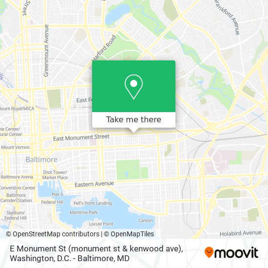 Mapa de E Monument St (monument st & kenwood ave)