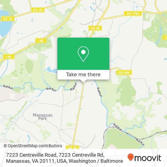 7223 Centreville Road, 7223 Centreville Rd, Manassas, VA 20111, USA map