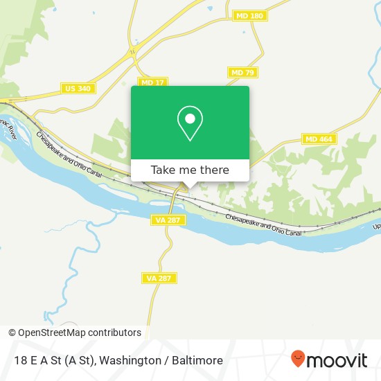 Mapa de 18 E A St (A St), Brunswick, MD 21716