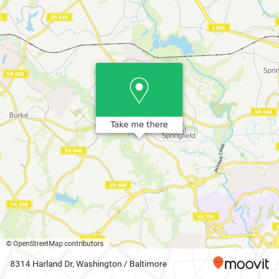 Mapa de 8314 Harland Dr, Springfield, VA 22152