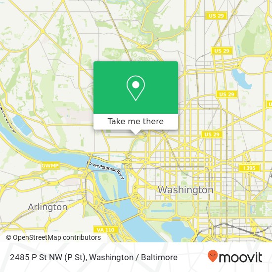 Mapa de 2485 P St NW (P St), Washington, DC 20007