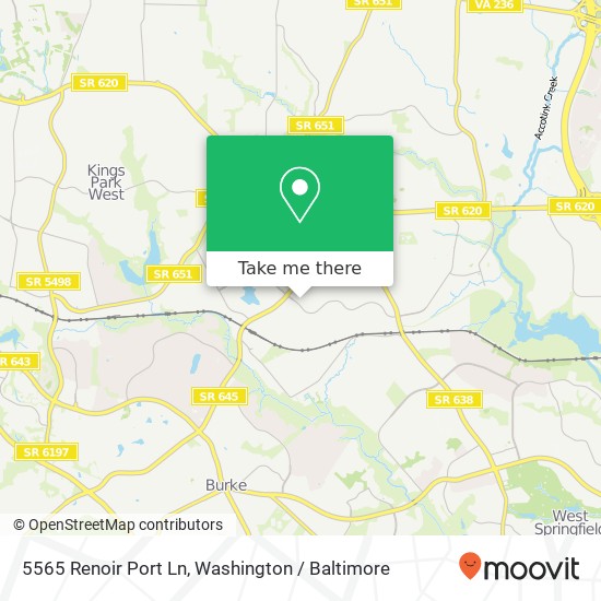 Mapa de 5565 Renoir Port Ln, Burke, VA 22015