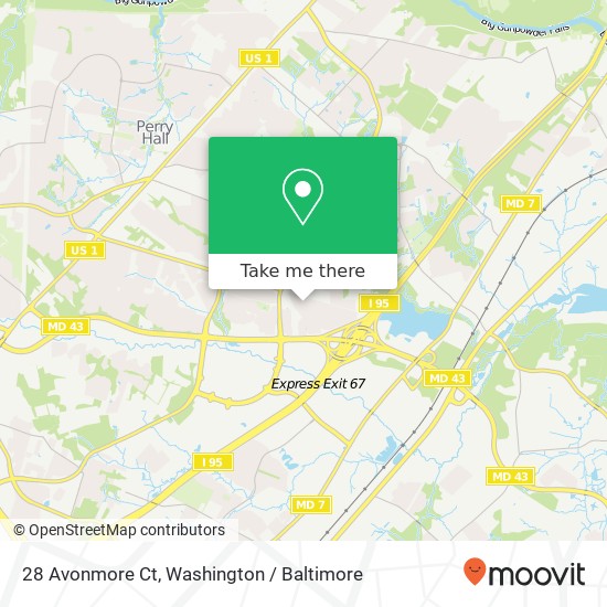 Mapa de 28 Avonmore Ct, Perry Hall, MD 21128