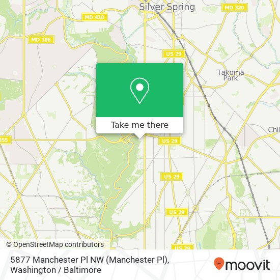 Mapa de 5877 Manchester Pl NW (Manchester Pl), Washington, DC 20011