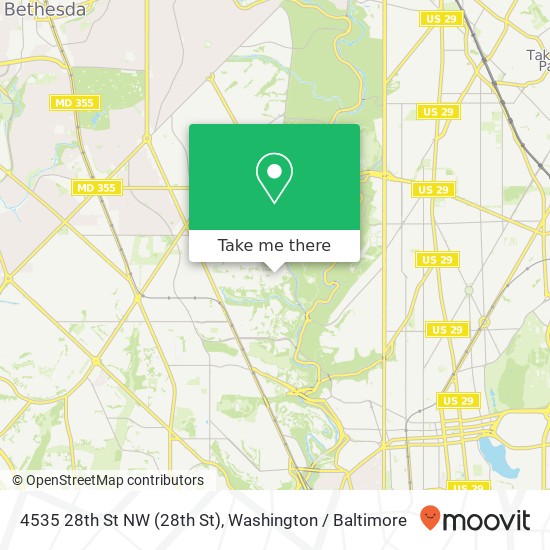 Mapa de 4535 28th St NW (28th St), Washington, DC 20008
