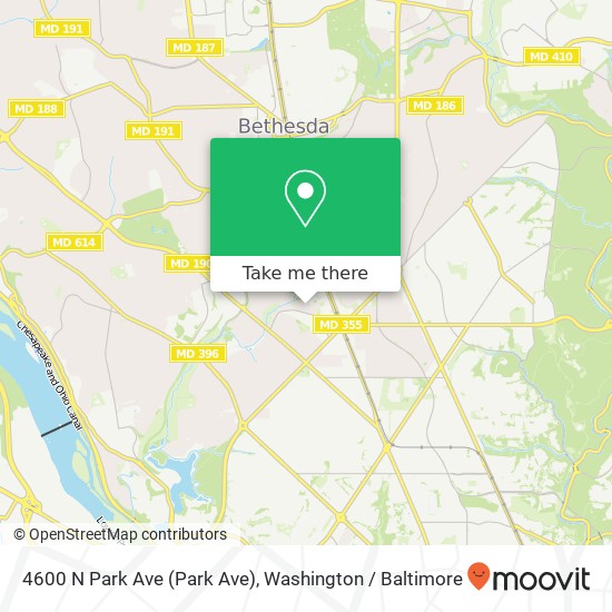 Mapa de 4600 N Park Ave (Park Ave), Chevy Chase, MD 20815