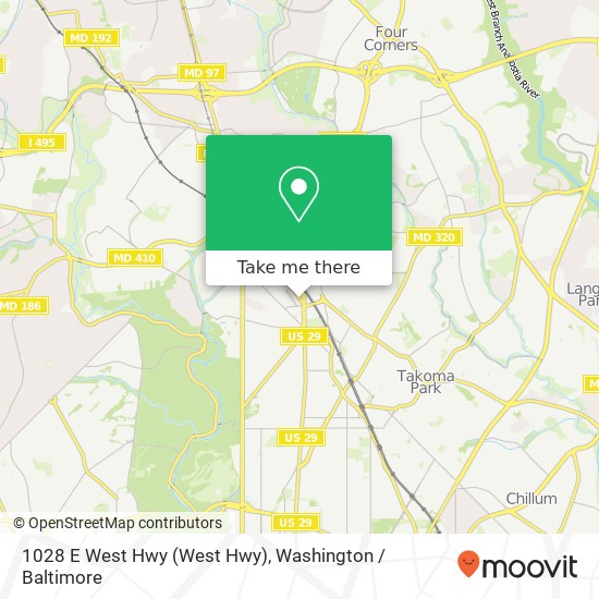 Mapa de 1028 E West Hwy (West Hwy), Silver Spring, MD 20910