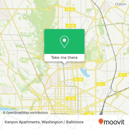 Mapa de Kenyon Apartments, Kenyon Apartments, 1372 Kenyon St NW, Washington, DC 20010, USA