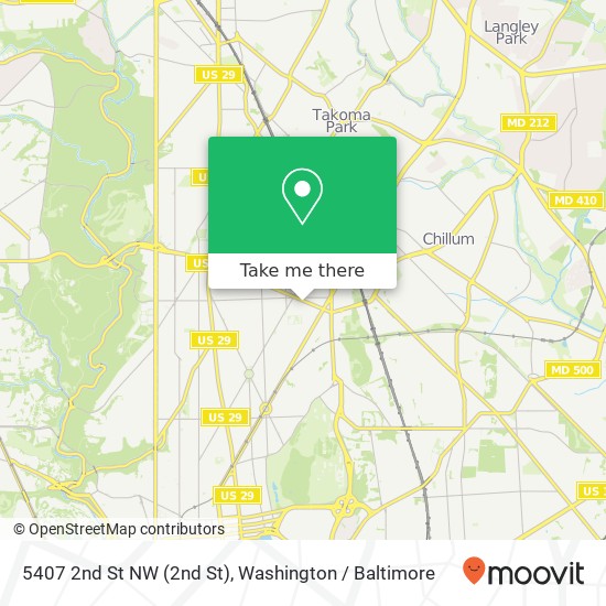 Mapa de 5407 2nd St NW (2nd St), Washington, DC 20011
