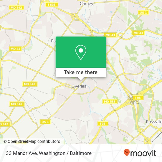 Mapa de 33 Manor Ave, Baltimore, MD 21206