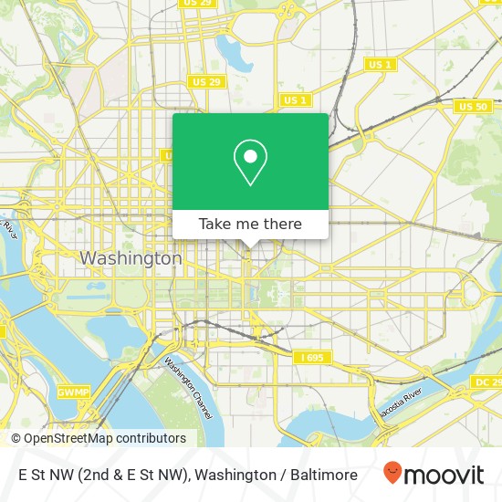 Mapa de E St NW (2nd & E St NW), Washington, DC 20001