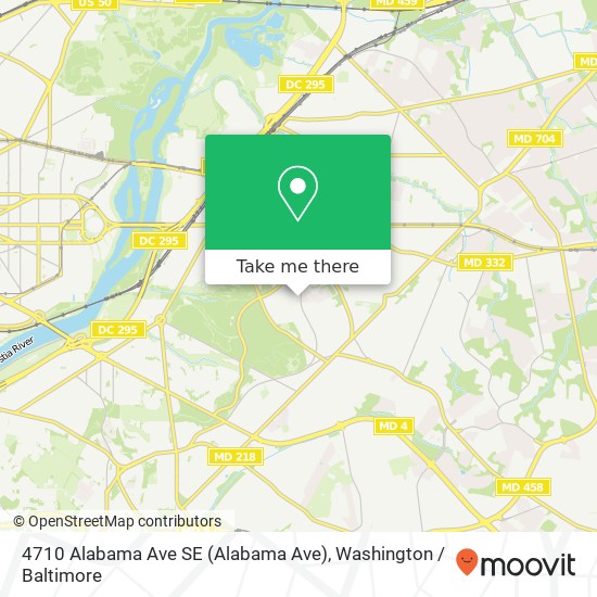Mapa de 4710 Alabama Ave SE (Alabama Ave), Washington, DC 20019