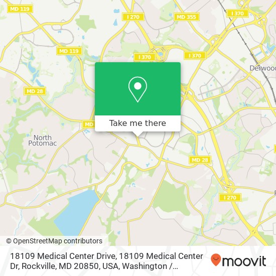 18109 Medical Center Drive, 18109 Medical Center Dr, Rockville, MD 20850, USA map