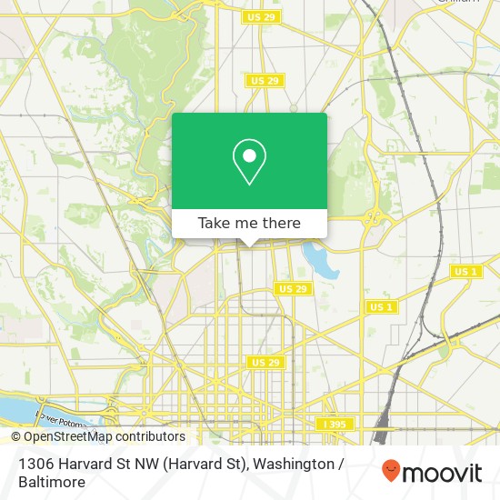 Mapa de 1306 Harvard St NW (Harvard St), Washington, DC 20009
