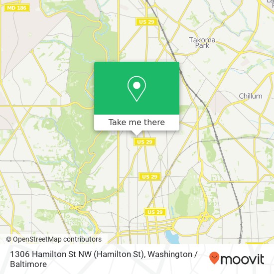 Mapa de 1306 Hamilton St NW (Hamilton St), Washington, DC 20011