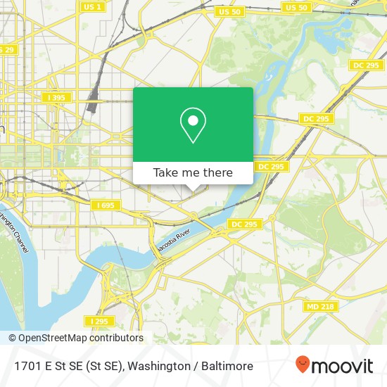 Mapa de 1701 E St SE (St SE), Washington, DC 20003