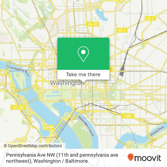 Mapa de Pennsylvania Ave NW (11th and pennsylvania ave northwest), Washington, DC 20004