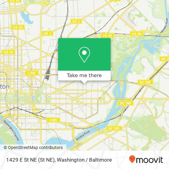 Mapa de 1429 E St NE (St NE), Washington, DC 20002
