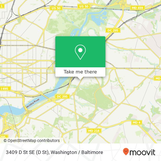 Mapa de 3409 D St SE (D St), Washington, DC 20019