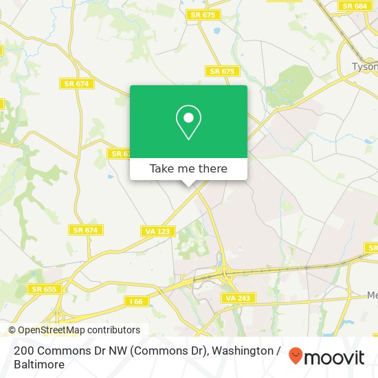 Mapa de 200 Commons Dr NW (Commons Dr), Vienna, VA 22180