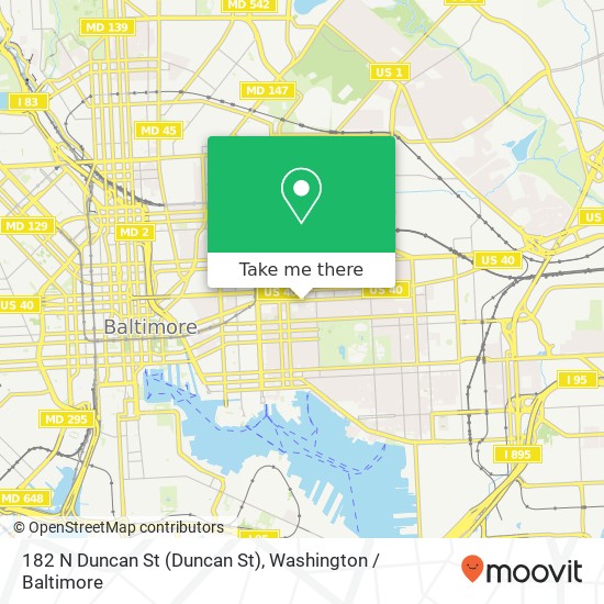Mapa de 182 N Duncan St (Duncan St), Baltimore, MD 21231