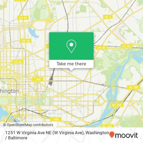 Mapa de 1251 W Virginia Ave NE (W Virginia Ave), Washington, DC 20002