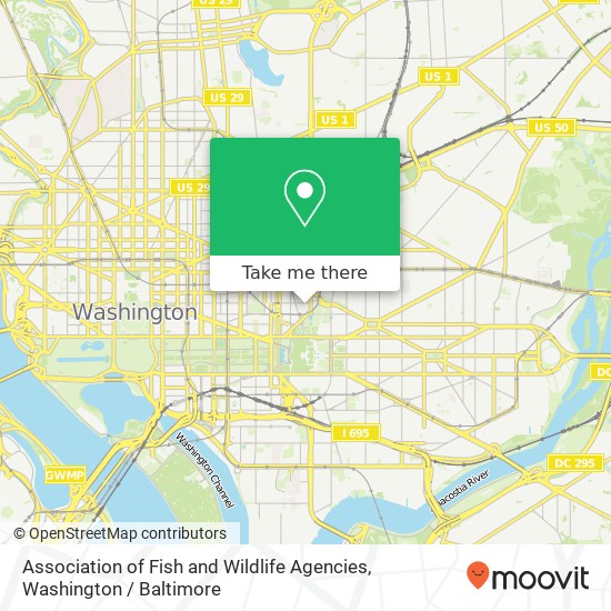 Mapa de Association of Fish and Wildlife Agencies, 444 N Capitol St NW