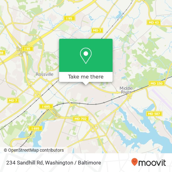 Mapa de 234 Sandhill Rd, Essex, MD 21221