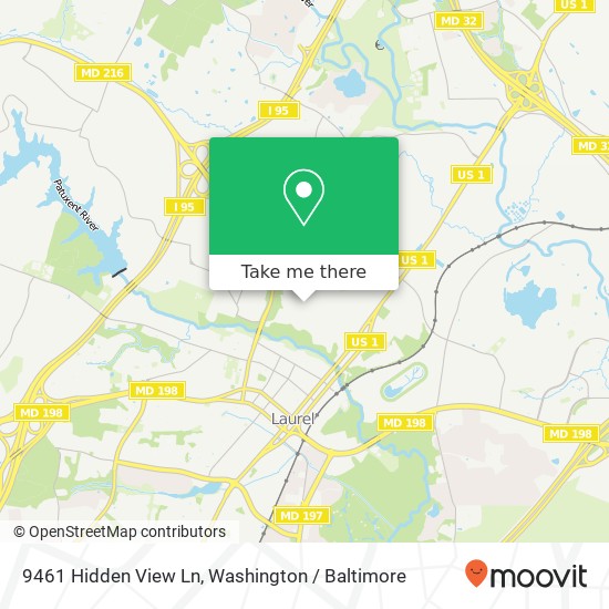Mapa de 9461 Hidden View Ln, Laurel, MD 20723