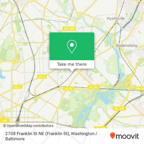 Mapa de 2708 Franklin St NE (Franklin St), Washington, DC 20018