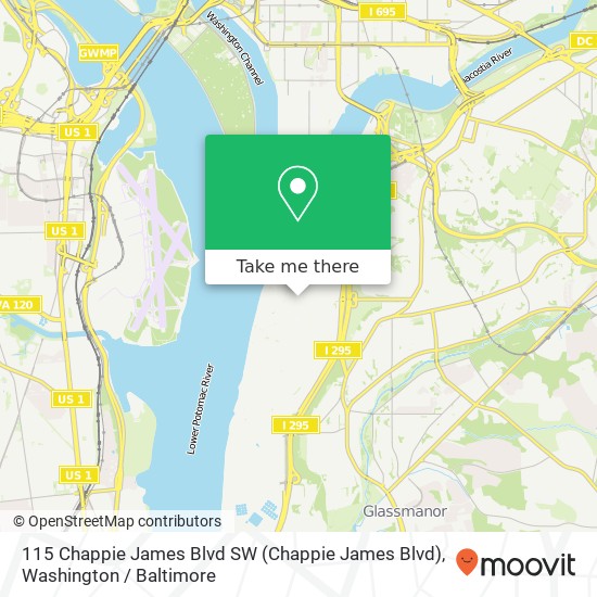 Mapa de 115 Chappie James Blvd SW (Chappie James Blvd), Washington (WASHINGTON), DC 20032