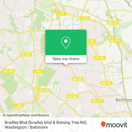 Mapa de Bradley Blvd (bradley blvd & Burning Tree Rd), Bethesda, MD 20817