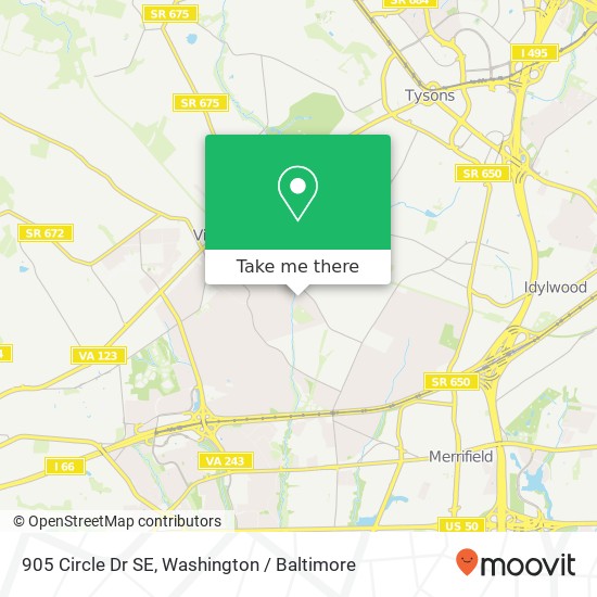 Mapa de 905 Circle Dr SE, Vienna, VA 22180